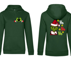 Weihnachtshoodie Grinch Damen flaschengrün