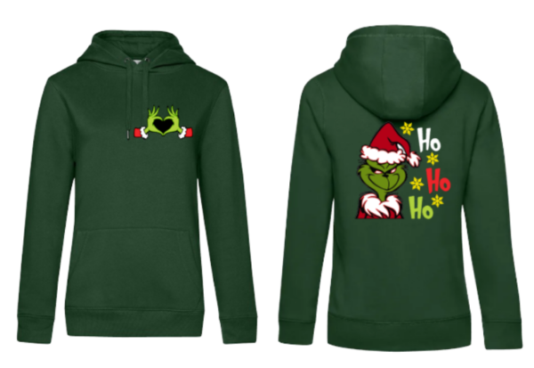 Weihnachtshoodie Grinch Damen flaschengrün