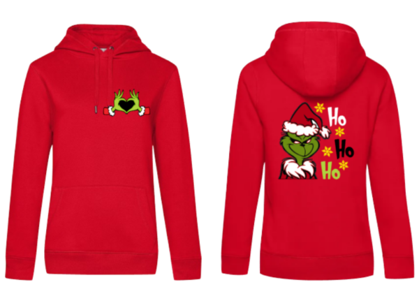 Weihnachtshoodie Grinch Damen rot