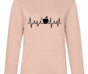 Damen Hoodie Mein Herz schlägt für Kaffee soft rose
