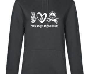 Hoodie Peace, Love, Nightmare grau