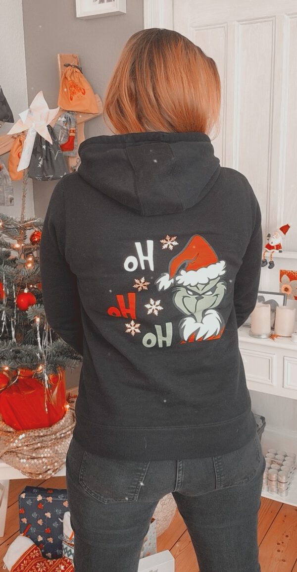 Weihnachtshoodie Grinch Damen – Bild 5
