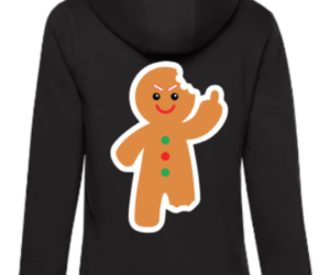 Weihnachtshoodie LEbkuchenmann Damen schwarz