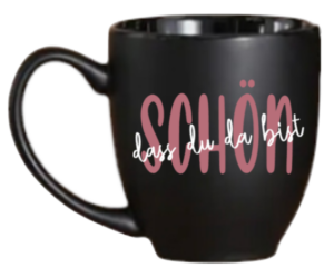Tasse Schön, dass du da bist schwarz groß