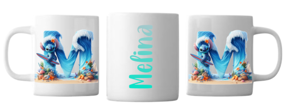 Stich-Alphabet Tasse weiß