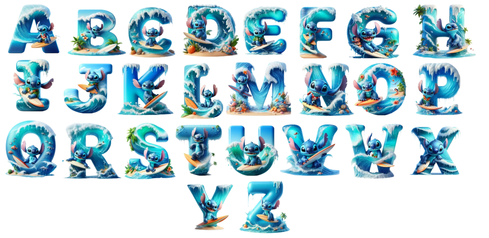 Stich-Alphabet A-Z