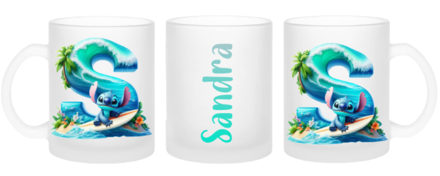 Stich-Alphabet Tasse Milchglas