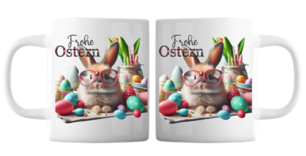 Frohe Ostern Tasse weiß