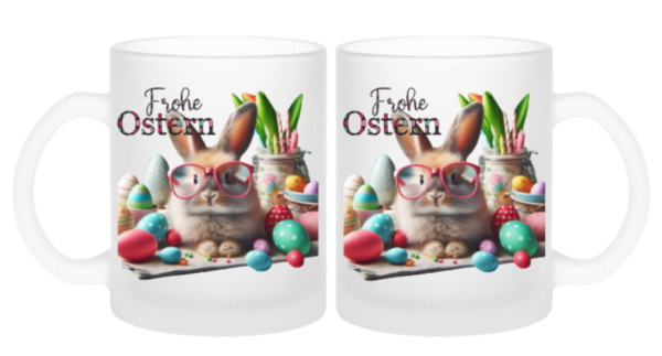 Frohe Ostern Tasse Milchglas