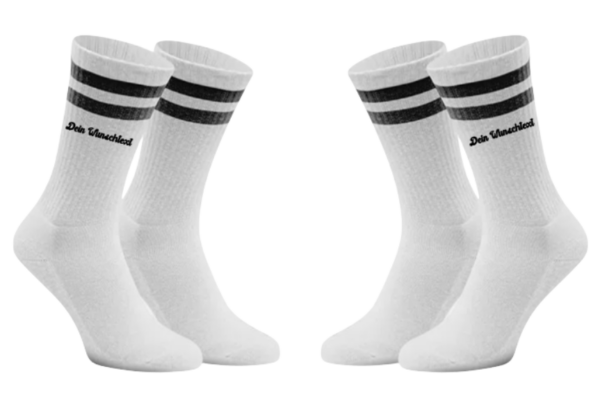 Tennissocken mit Wunschtext Schwarz