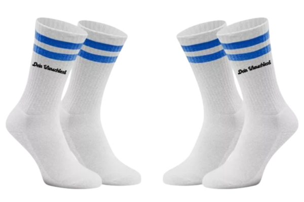 Tennissocken mit Wunschtext Blau