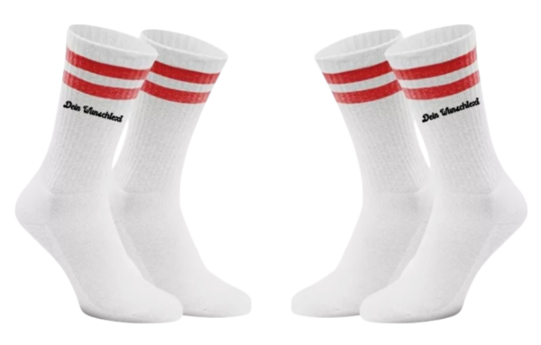 Tennissocken mit Wunschtext Rot