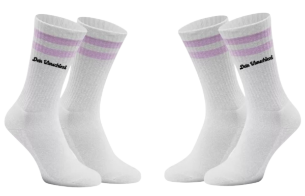 Tennissocken mit Wunschtext Flieder