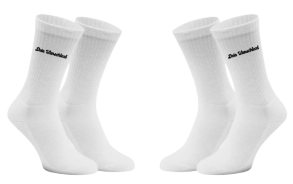 Tennissocken mit Wunschtext weiß