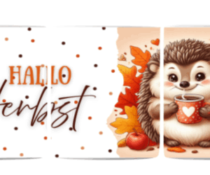 Hallo Herbst Igel Tasse weiß
