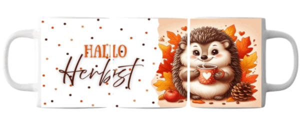 Hallo Herbst Igel Tasse weiß
