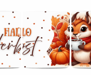 Hallo Herbst Eichhörnchen Tasse weiß