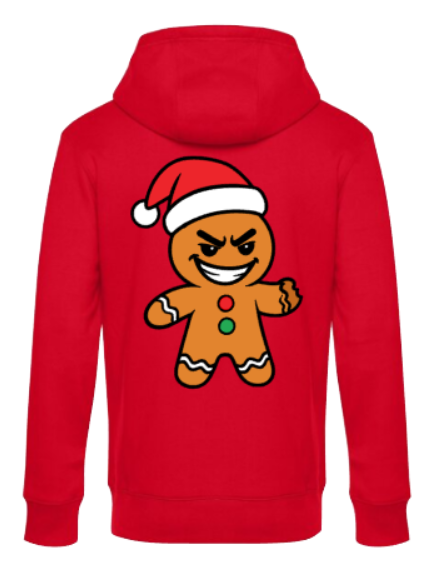 Weihnachtshoodie frecher Lebkuchenmann Herren rot