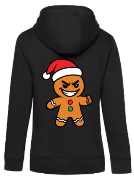 Weihnachtshoodie frecher Lebkuchenmann Damen schwarz