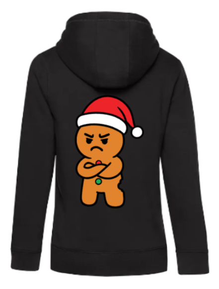 Weihnachtshoodie eingeschnappter Lebkuchenmann Damen schwarz