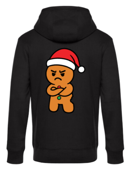 Weihnachtshoodie eingeschnappter Lebkuchenmann Herren schwarz