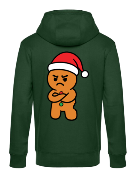 Weihnachtshoodie eingeschnappter Lebkuchenmann Herren flaschengrün