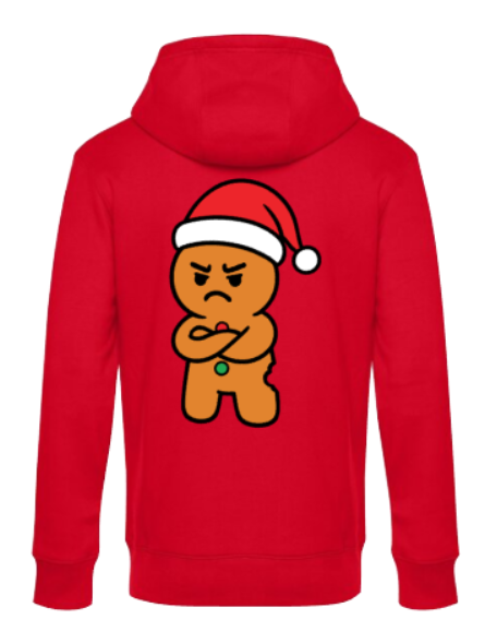 Weihnachtshoodie eingeschnappter Lebkuchenmann Herren rot