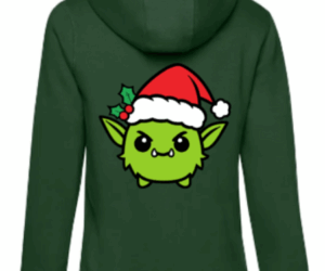 Weihnachtshoodie Weihnachtsmonster Damen flaschengrün