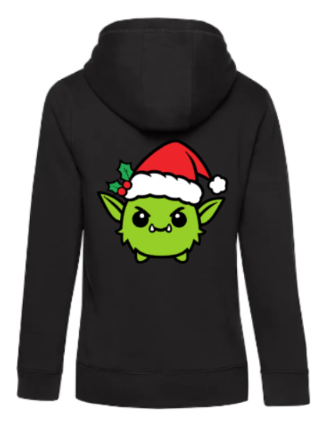 Weihnachtshoodie Weihnachtsmonster Damen schwarz