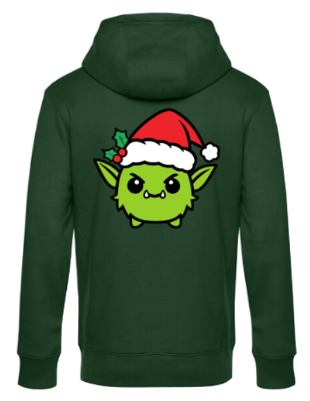 Weihnachtshoodie Weihnachtsmonster Herren flaschengrün
