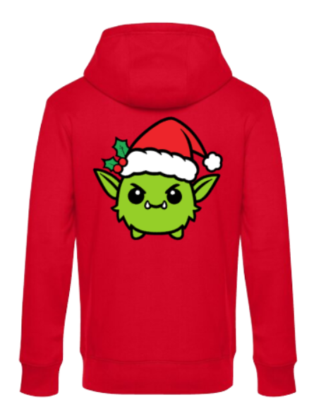 Weihnachtshoodie Weihnachtsmonster Herren rot