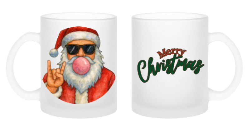 Merry Christmas Santa Tasse Milchglas