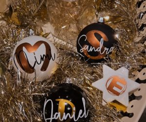 Weihnachtskugeln schwarz glänzend, schwarz matt, weiß