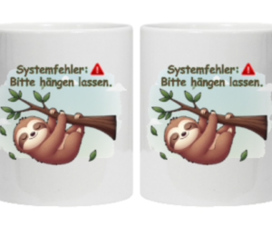 Abhängender Flash Systemfehler Tasse weiß