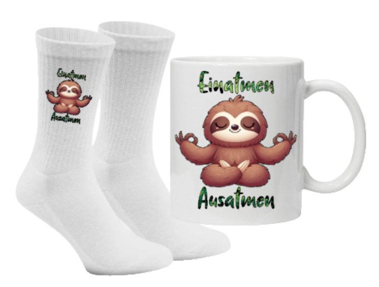 Flash-Zen-Set Einatmen, Ausatmen Tennissocken weiß