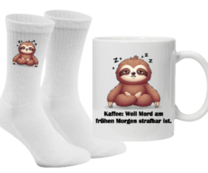 Flashs Wacher-wird´s-nicht Set Kaffee: weil Mord strafbar ist Tennissocken weiß